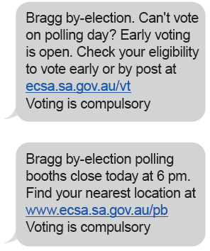 Bragg by-election report - Text messages